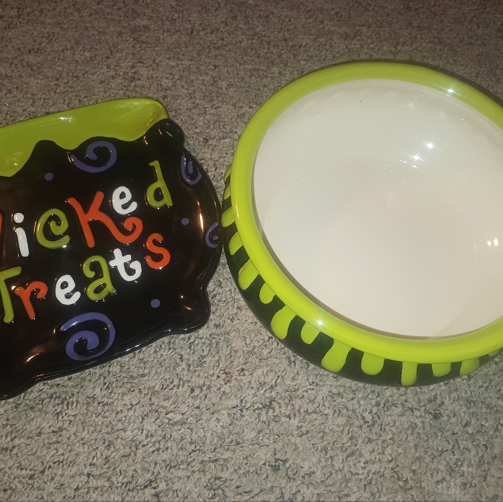 Halloween bowl & treat plate,wicked treats,